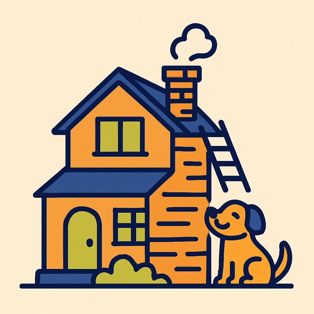 Drawing of a house with a chimney